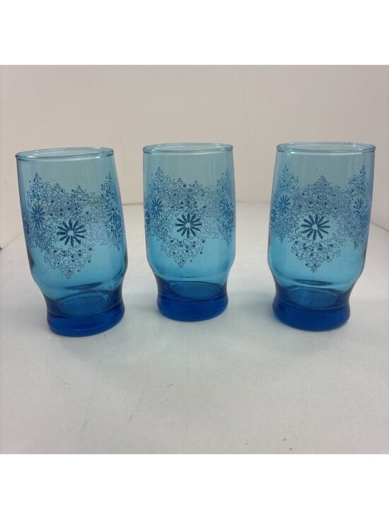 Anchor Hocking Other - Vintage Anchor Hocking Chateau Blue Floral Juice Glass 4”